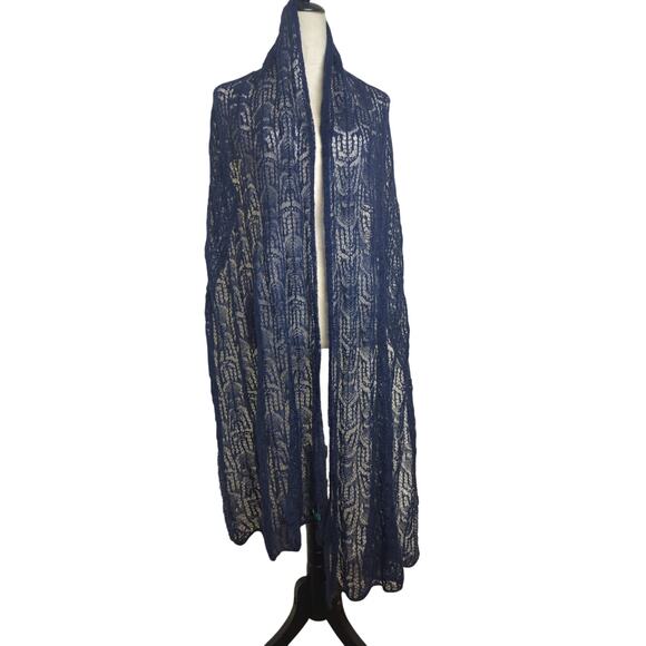 Lauren Ralph Lauren Web Crochet Oversized Scarf Wrap Mohair OS - Picture 1 of 7